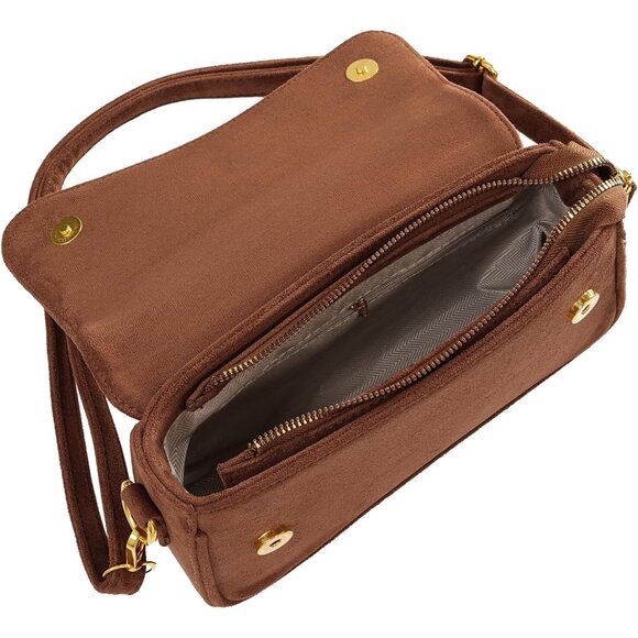 Stylish Suede-Brown Hobo Bag - Vegan Leather Purse with Versatile Strap Options - Picture 4 of 5